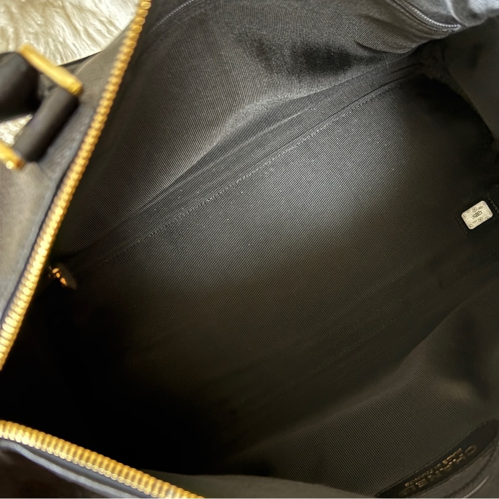 Authentic Vintage Chanel Black Caviar Leather Duffle Travel Bag 24K Gold Rare - Picture 5 of 16